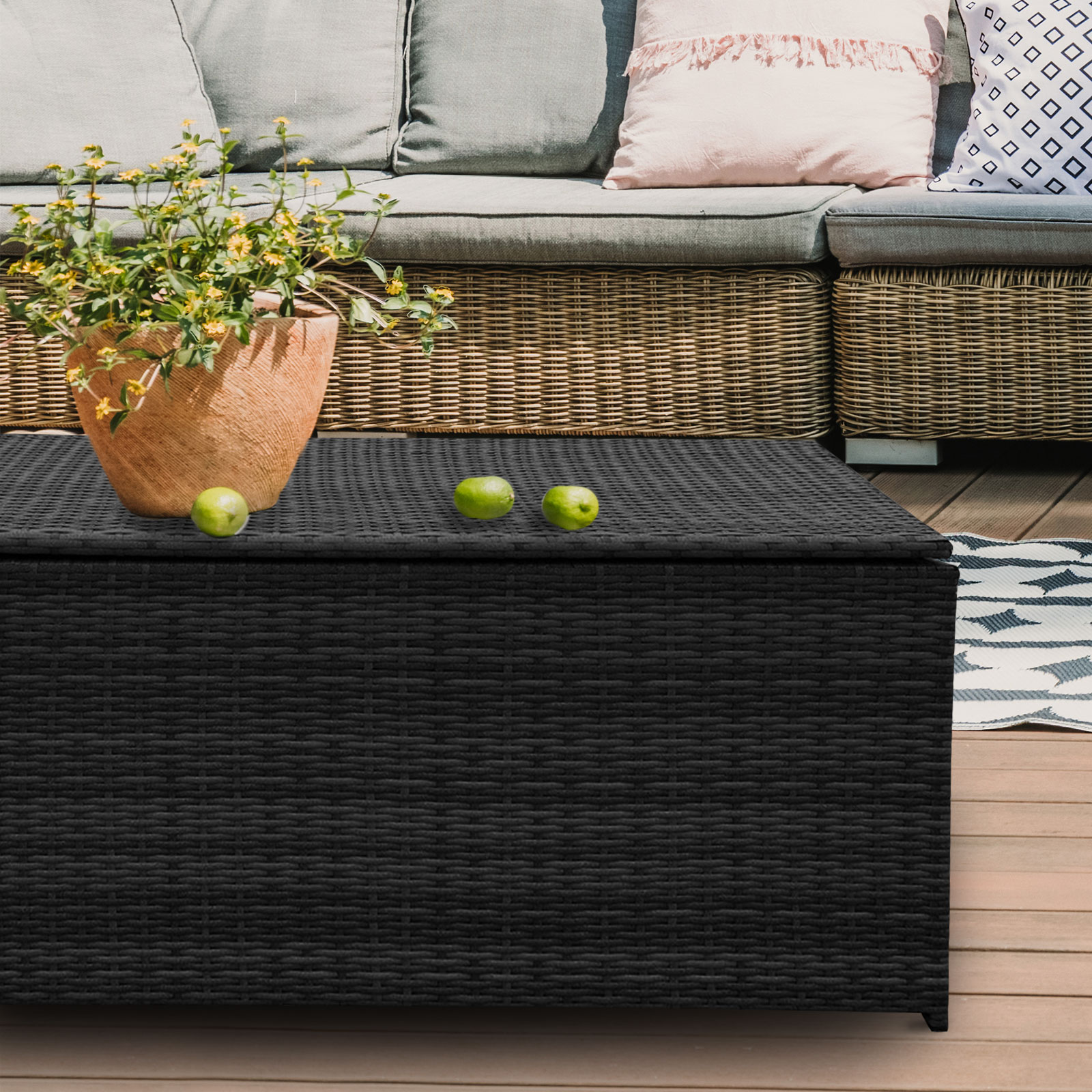 Arcadia Furniture Outdoor Rattan Storage Box Garden Toy Tools Shed UV Resistant - Black — image 6