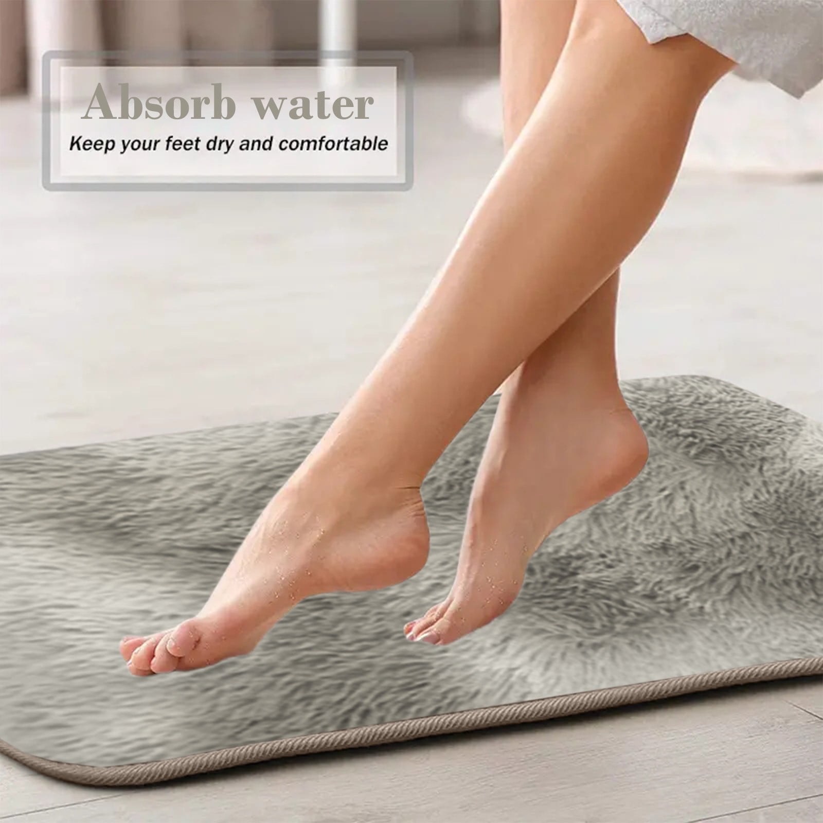 5Pc Bath Mats for Bathroom, Quick-Dry Bathroom Rugs Sets Washable Non-Slip Bath Mat Ultra Soft Absorbent with U-Shaped Toilet for Bathroom, Tub, Shower,Gray — image 6