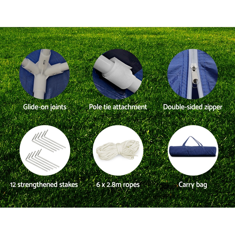 Instahut Gazebo 3x6m Marquee Wedding Party Tent Outdoor Camping Side Wall Canopy 6 Panel Blue — image 6