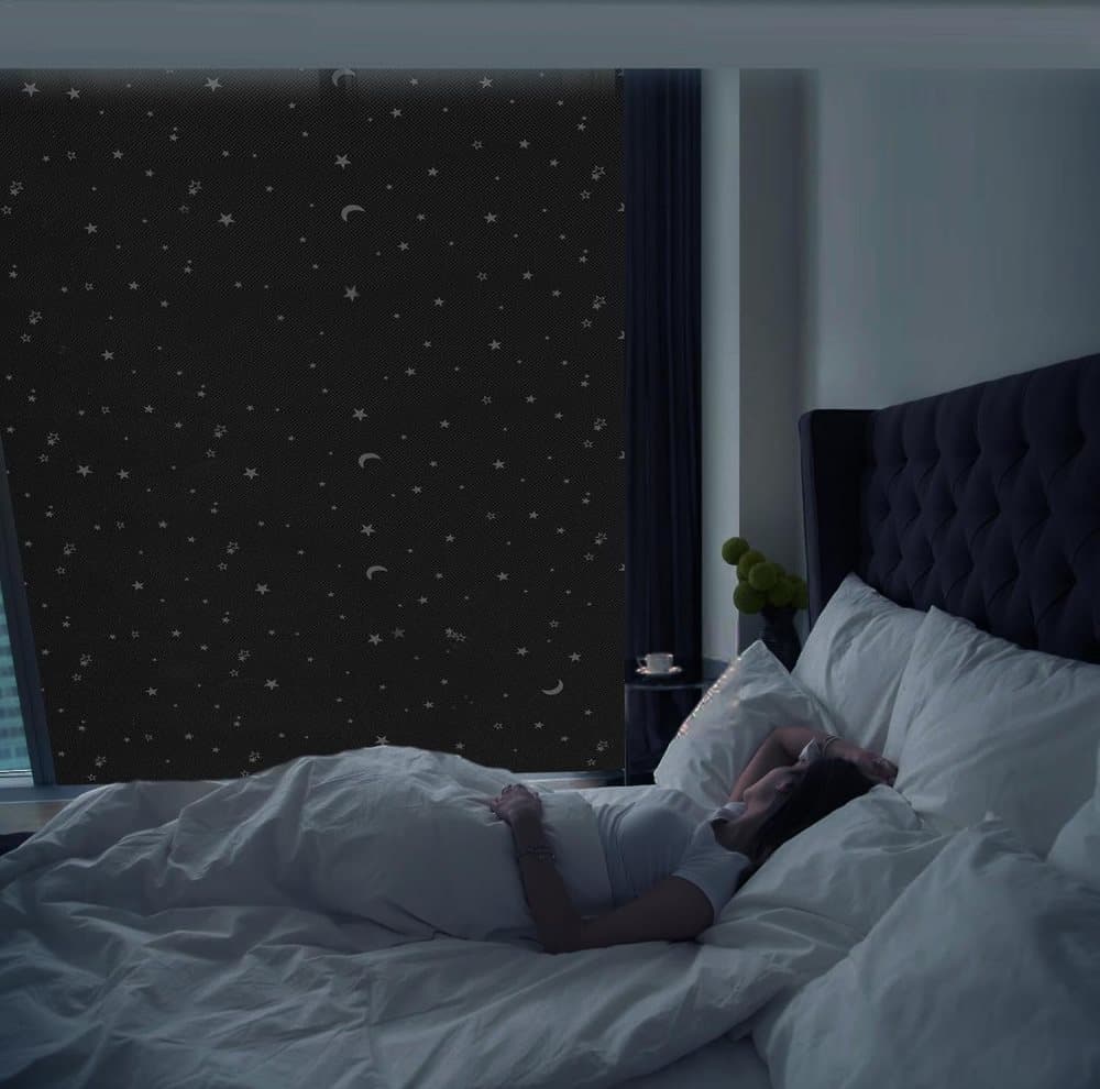Blackout Curtain DIY Portable No-Drill UV Protection with Star and Moon Print, 145 × 400cm — image 3