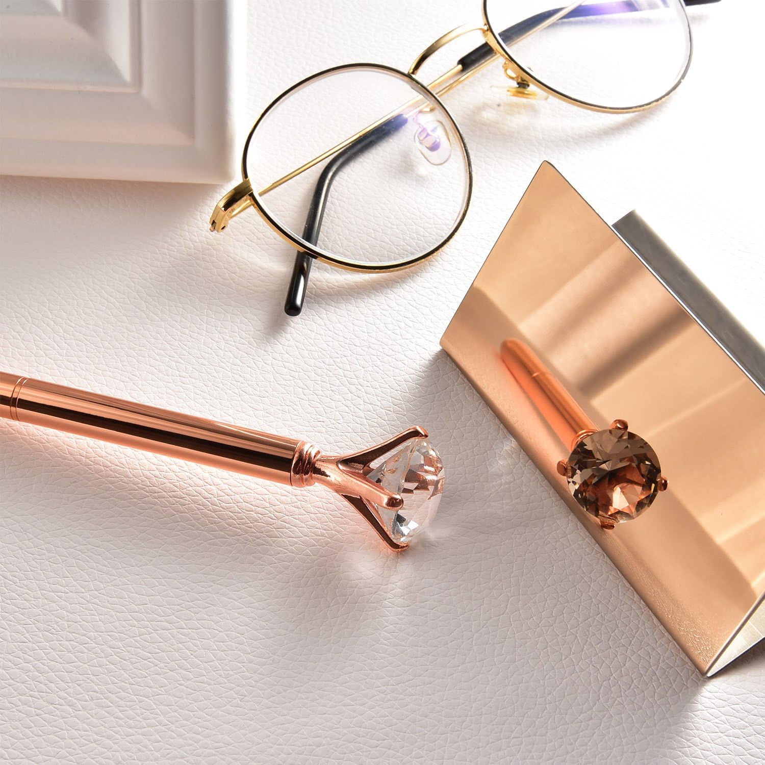 Maxdot Rose Gold Business Card Holders Stainless Steel Name Cards Display Stand Desktop Rack Organizer for Office Home Desk Accessories โ image 2