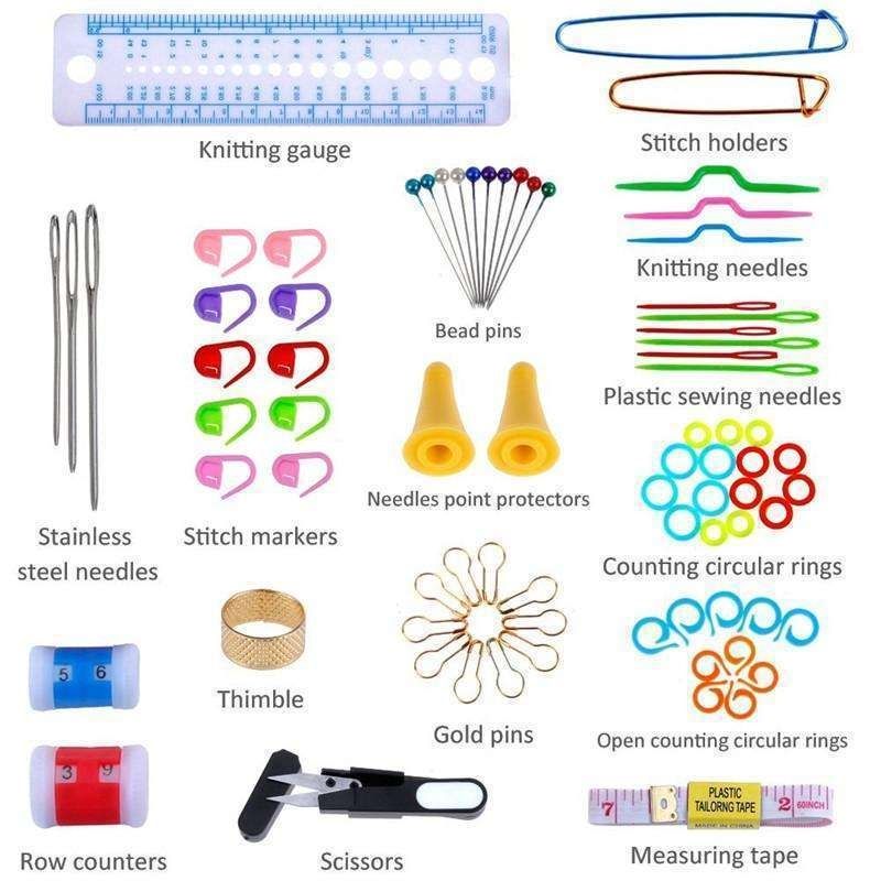 Crochet hooks knitting kit with markers and tape measure, multicolor โ image 2