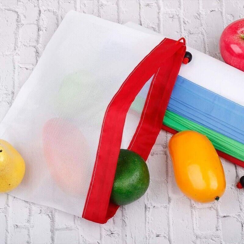 Up 15X Eco Friendly Reusable Mesh Produce Bags Superior Double Stitched Strength - 5PCS Medium Green โ image 5