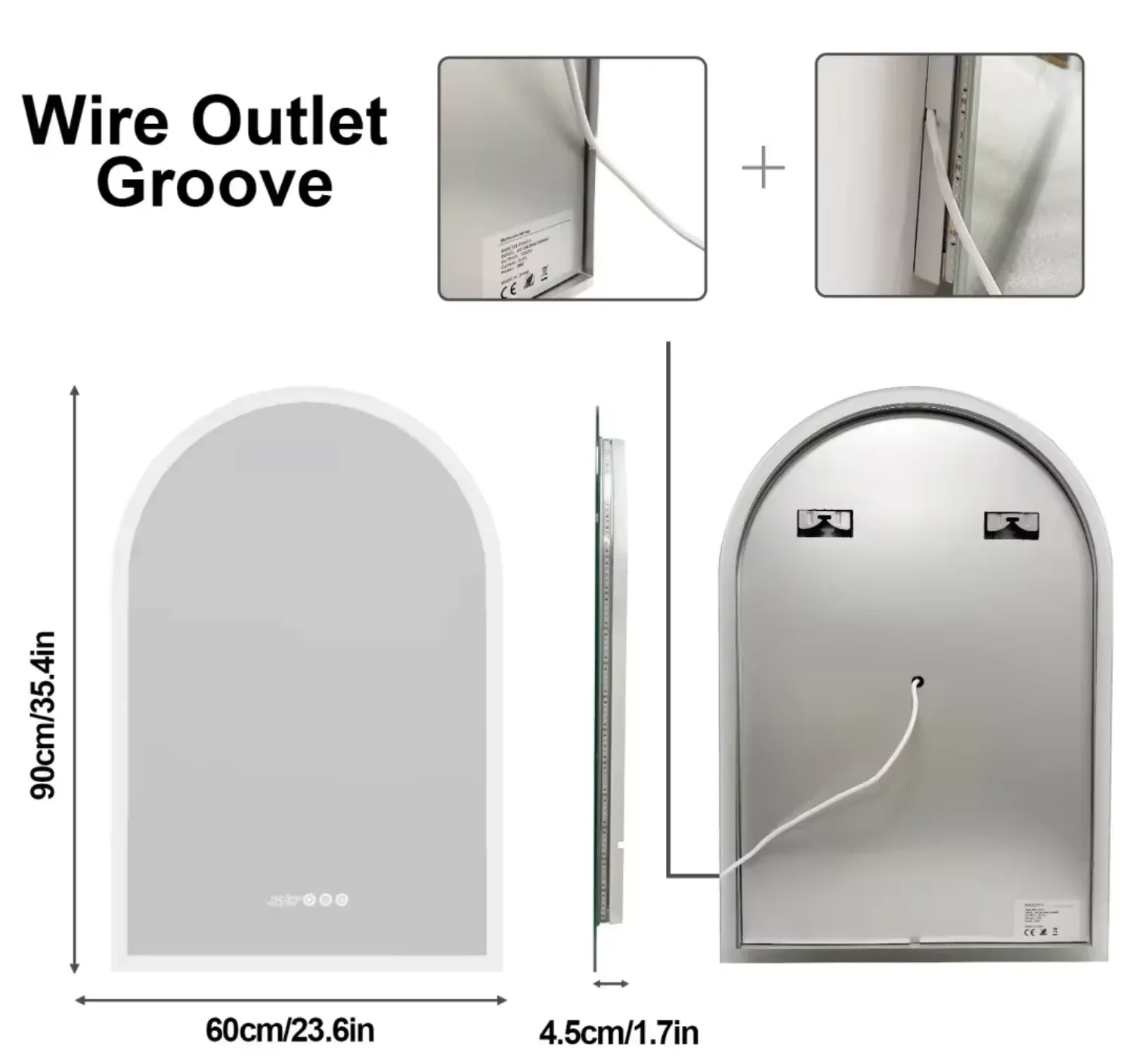 Interior Ave - 90 × 60cm Arched LED Bathroom Mirror — image 4
