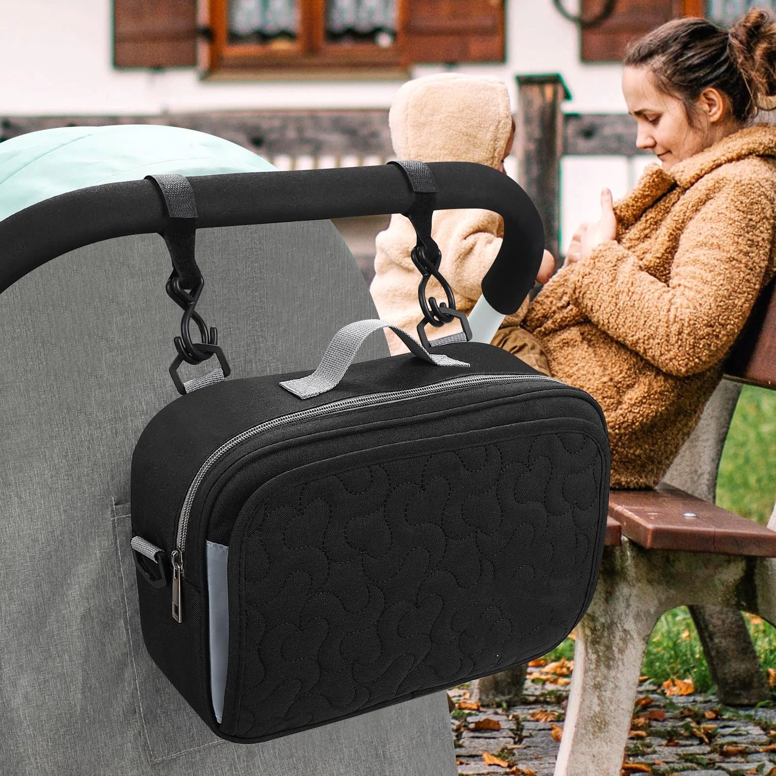 Stroller Organizer, Universal Stroller Organizer with Insulated Cup Holder Pocket, Dual Purpose Large Capacity Stroller Bag Caddy, Stroller โ image 4