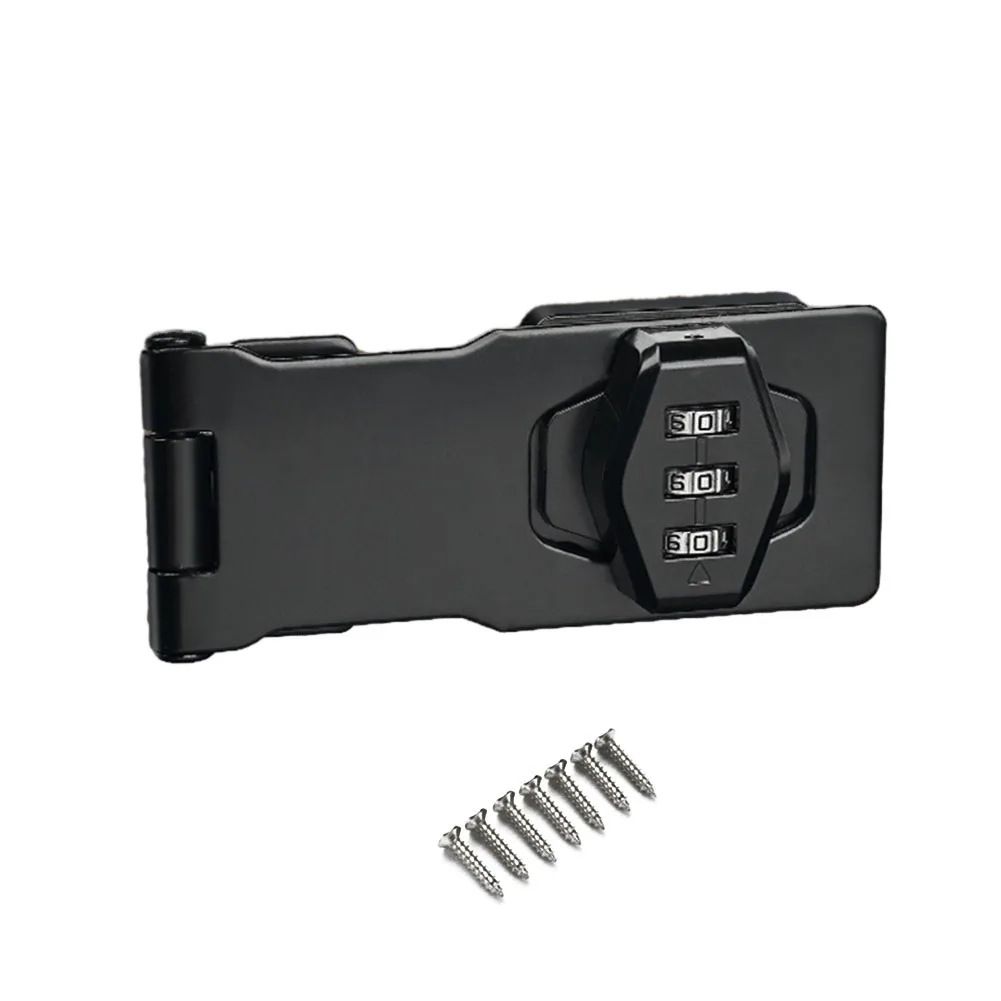 1 pcs Password Rotary Hasp Locks, Collapsible File Cabinet Lock Desk Drawer Lock, for 90 Degree and 180 Degree Drawers,Doors, Flip Barn Door, Outdoor (Black