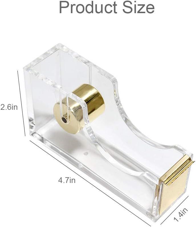 Acrylic Tape Dispenser – Heavy Duty Refillable Tape Holder for Home and School Crafting – Stylish Desktop Accessory for Gift Wrapping, Gold — image 4