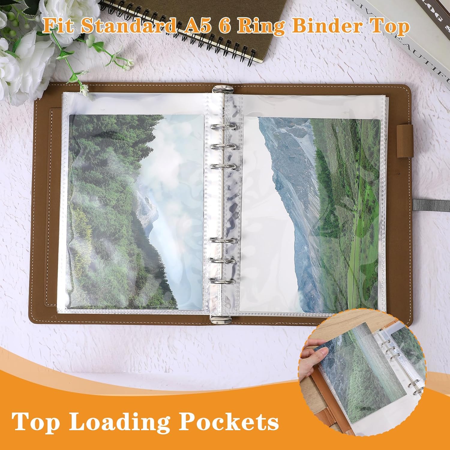 20 Sheets Clear Binder Sleeves - A5 6 Ring Binder Pocket Sheets Protectors, Double Sided Pet Clear Page Protectors for Cards Photocards Postcards Pictures โ image 4