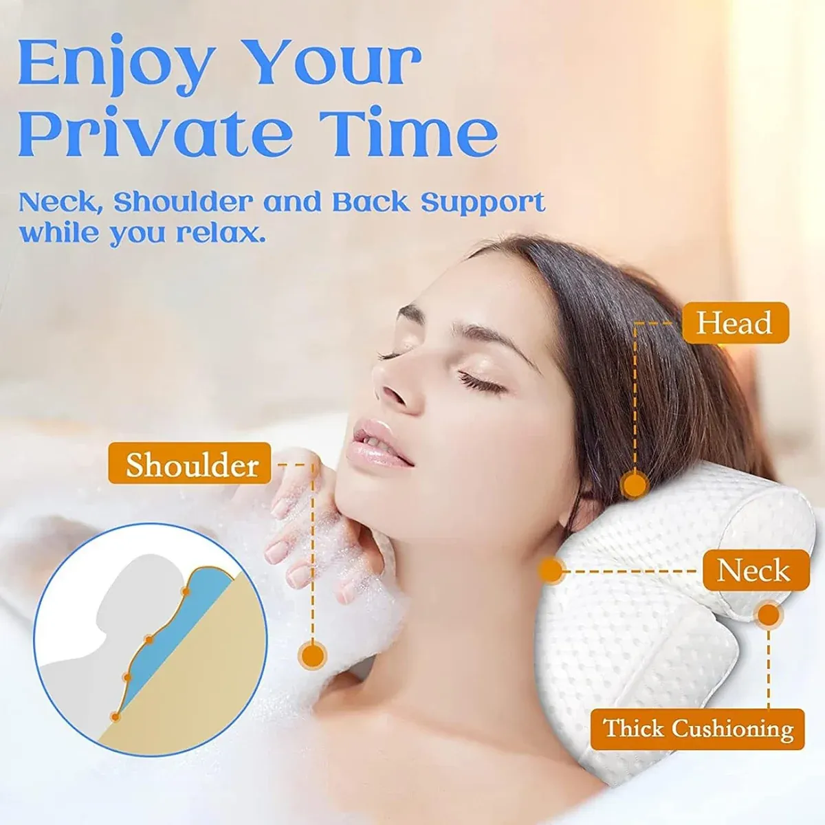 Bathtub Pillow Non-Slip for Bath Spa Shower Comfortable Water Resistant — image 5