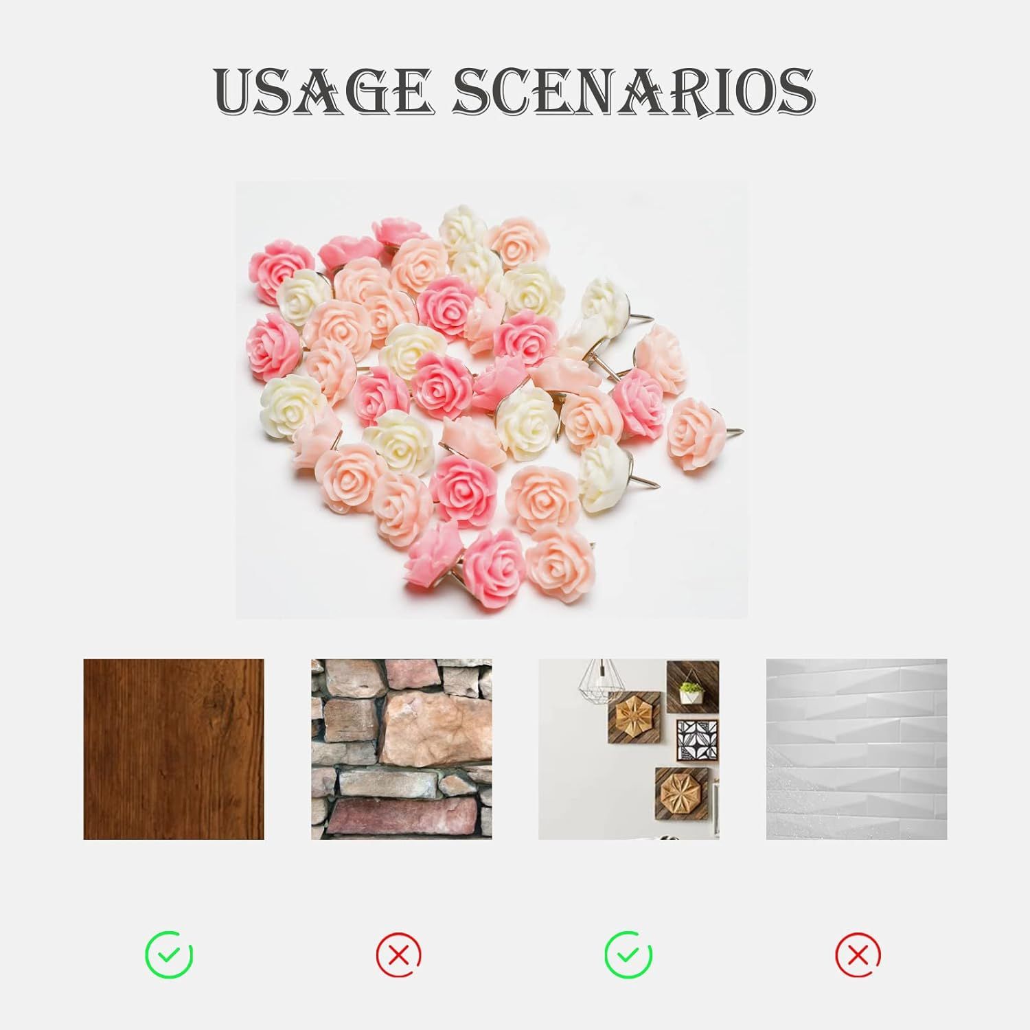 Push Pins for Cork Board - Cuttte 120pcs Decorative Push Pins with Case, Cute Thumb Tacks and Pushpins for Bulletin Board, 3 Colors Flower Pushpins โ image 3