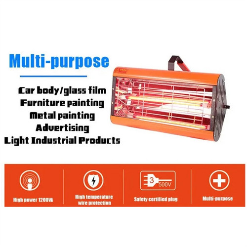 1200W Shortwave Infrared Paint curing Lamp Spray Painting Solary Baking Dryer — image 4