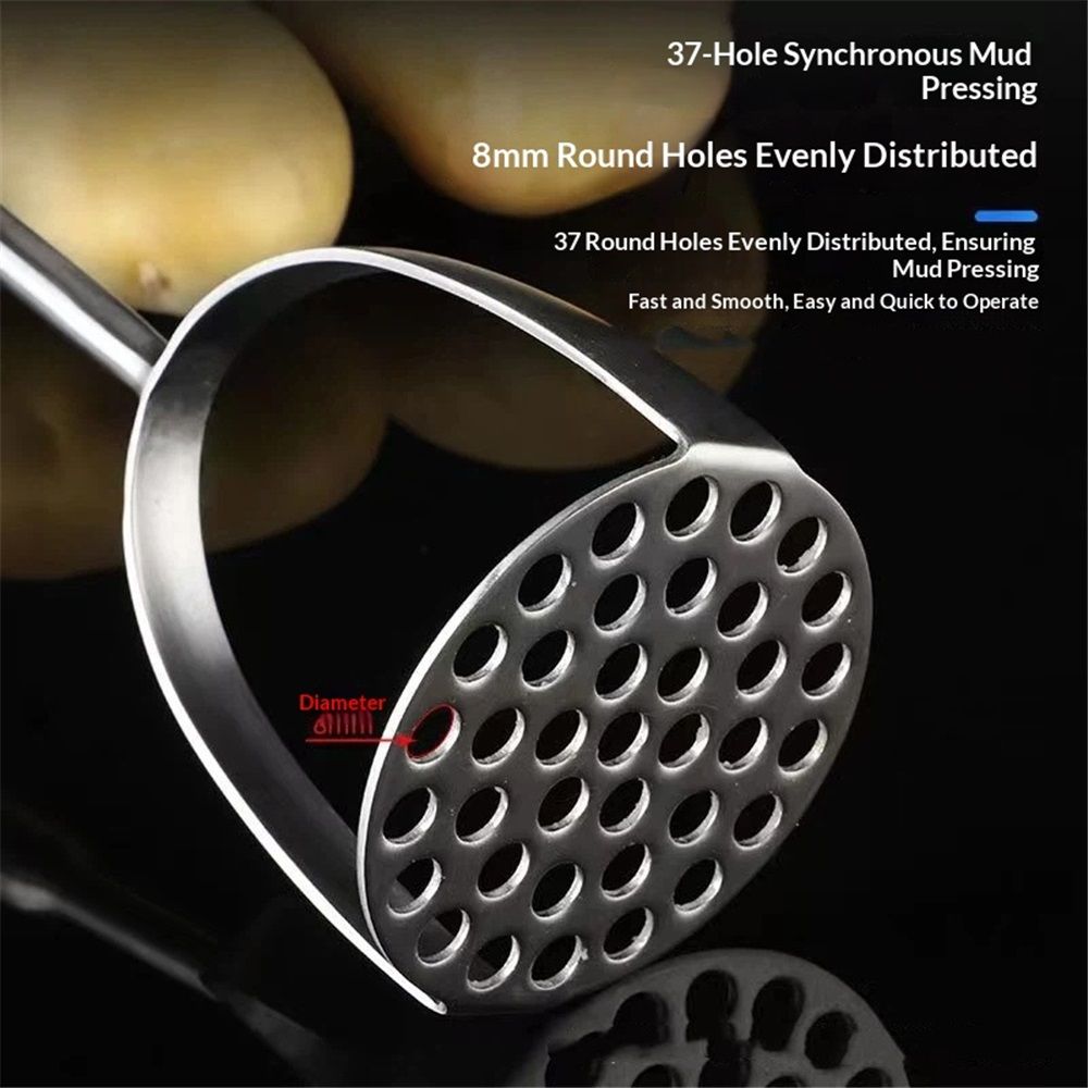Potato Masher Stainless Steel, Long handle Potato Smasher, Mashed Potatoes Masher Kitchen Tool for Avocado,Potatoes, Beans, Vegetables, Large Heavy Duty — image 3