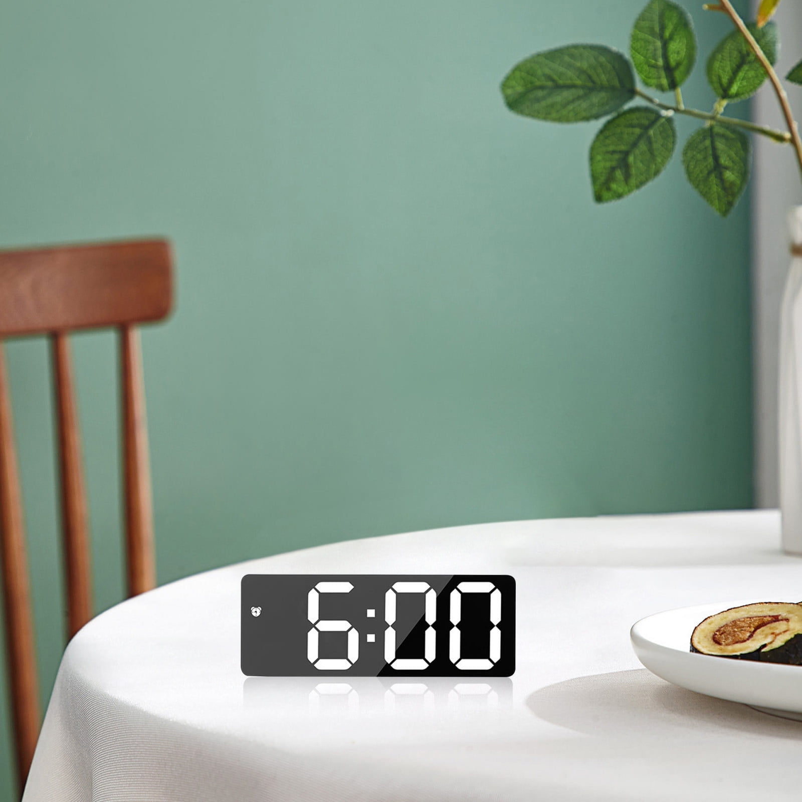 LED Digital Alarm Clock,12, 24H Desk Alarm for Bedrooms, Table Clock Display with White Digits, Adjustable Levels Brightness,Temperature, Corded — image 6