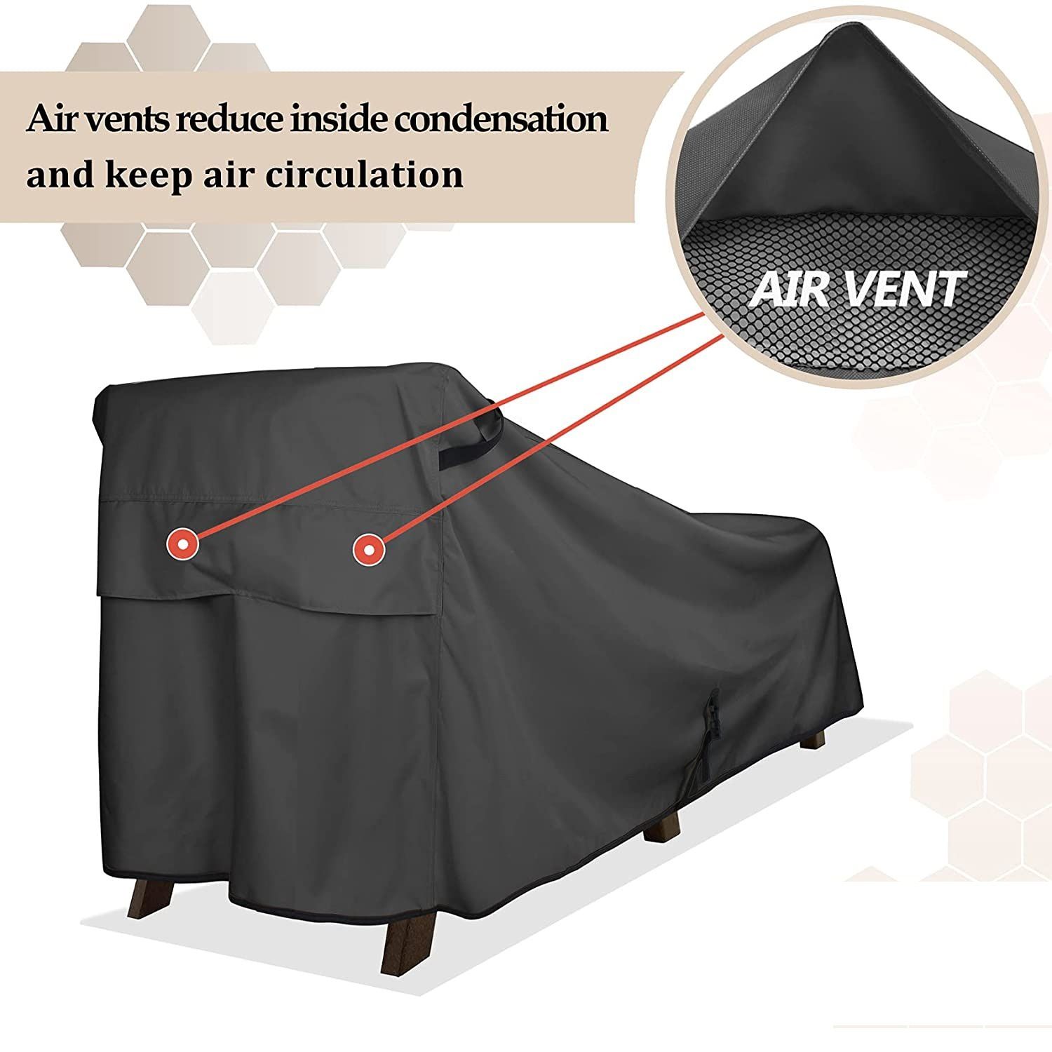 Lounge Chair Cover - Waterproof Outdoor Chaise Lounge Chair Covers 2 Pack - 68W x 30D x 30H inch, Black — image 2