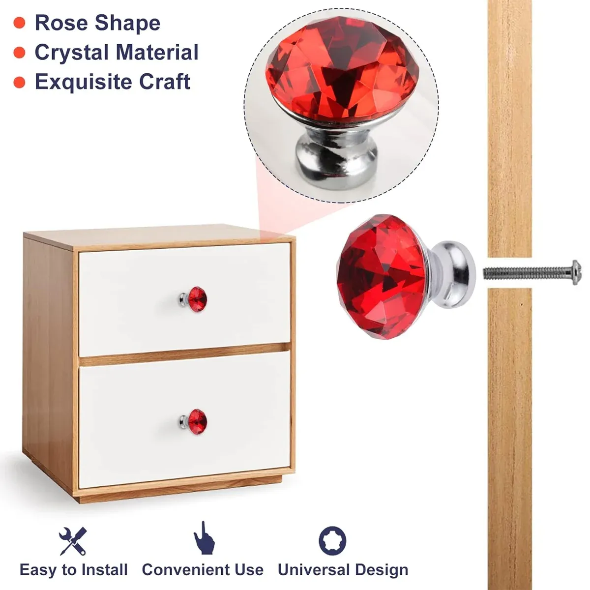 Door Knobs Handles Clear Crystal Diamond Glass Kitchen Cupboard Cabinet Pulls Au โ image 5