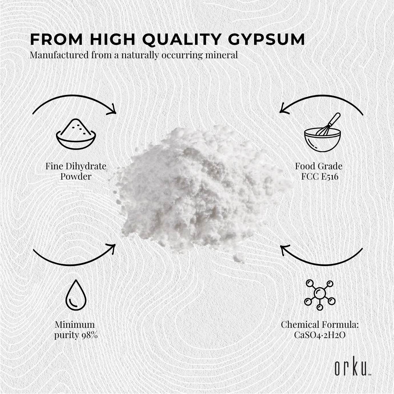 Orku 1Kg Fine Calcium Sulphate Gypsum Powder - Dihydrate Food Grade FCC E516 — image 5