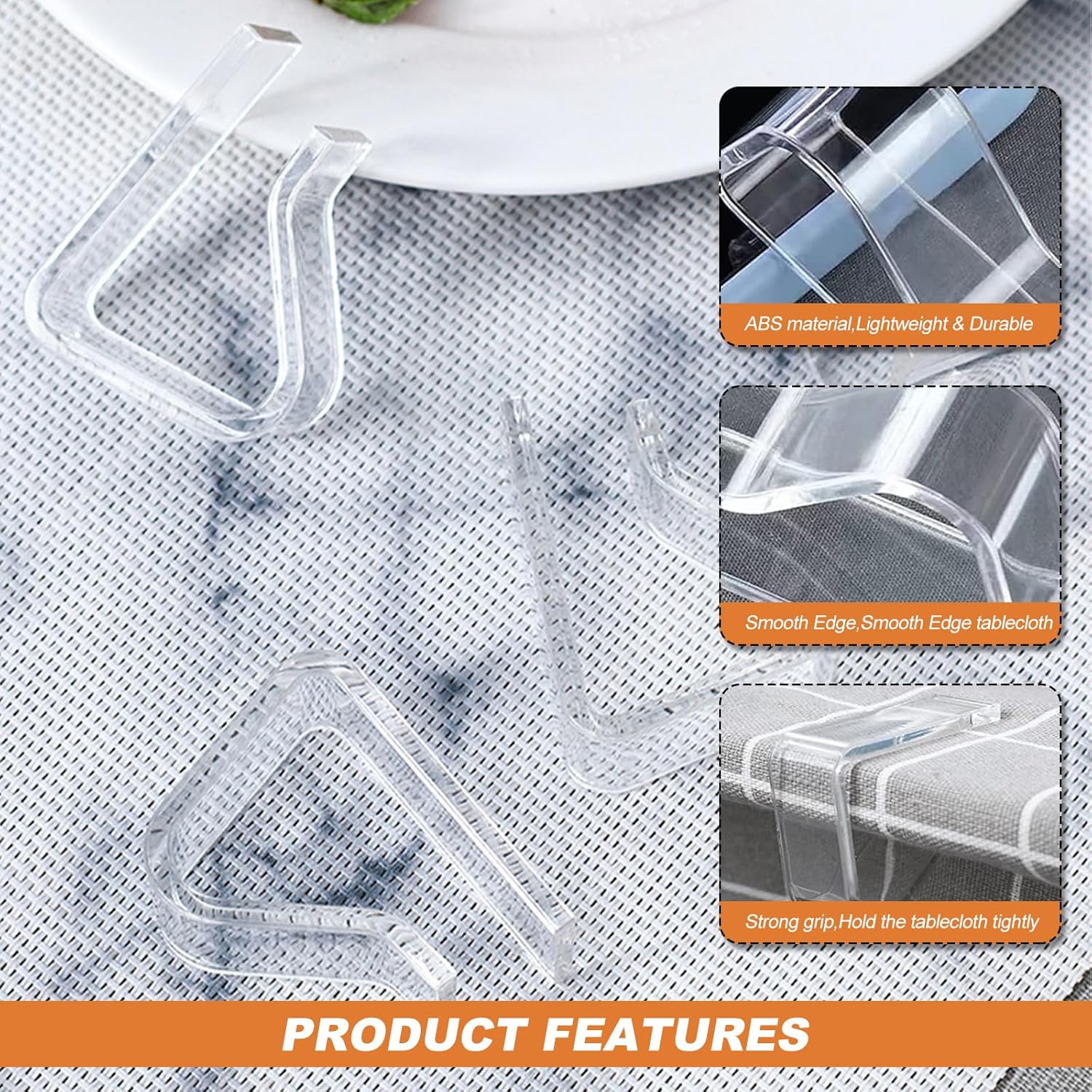 Picnic Table Cloth Clips Outdoor, 12 Pcs Plastic Tablecloth Clips Clear Table Cloth Holder Cover Clip for Tablecloth Indoor Home — image 3