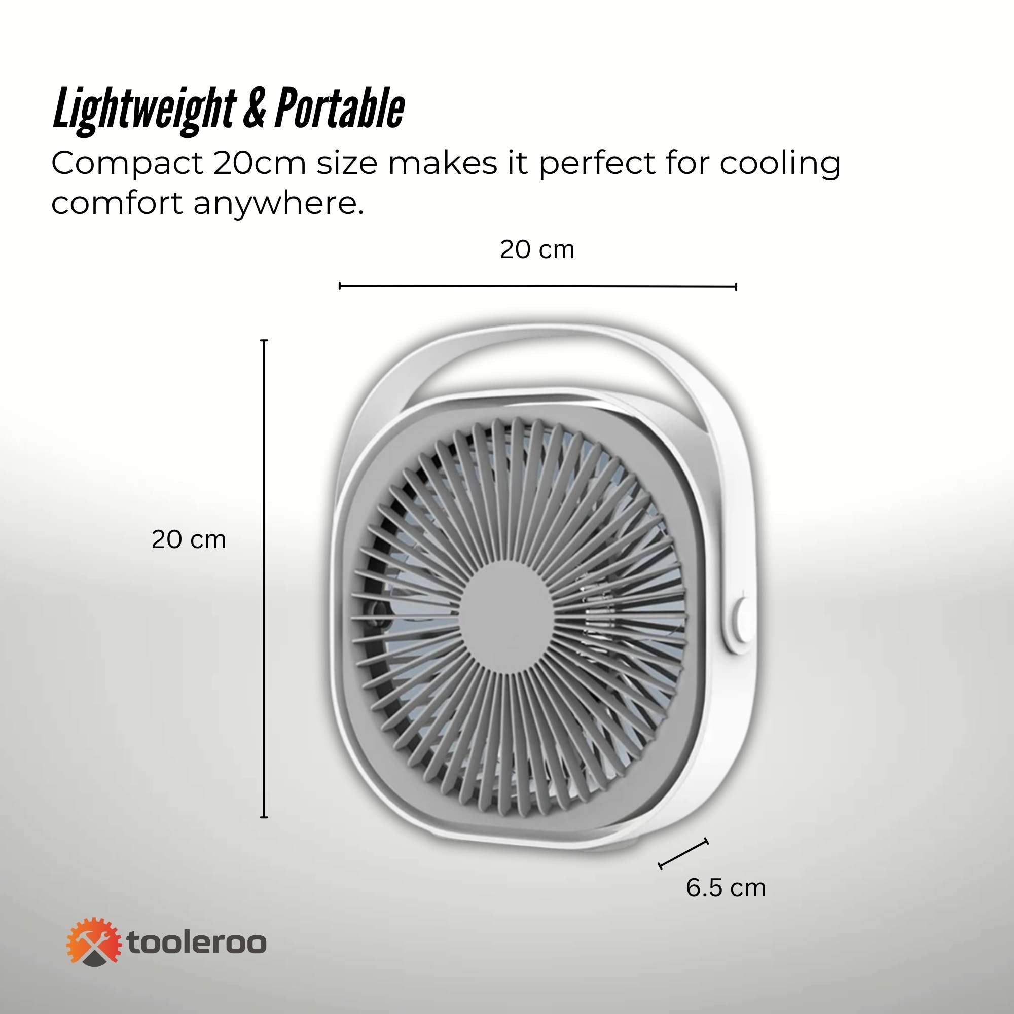 3-Speed USB 20cm Desktop Fan - Quiet Portable Lightweight Rechargeable Cooler — image 6