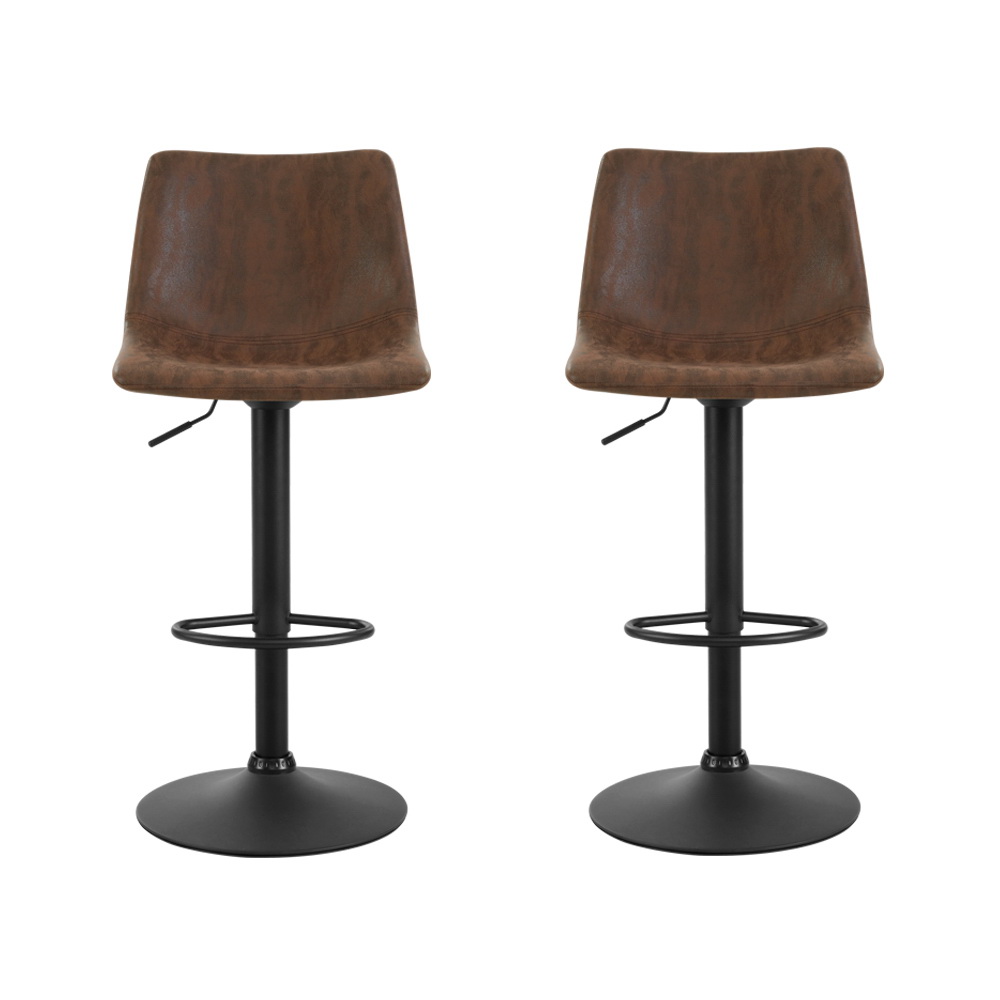 Artiss 2x Bar Stools Vintage Swivel Gas Lift Brown — image 3