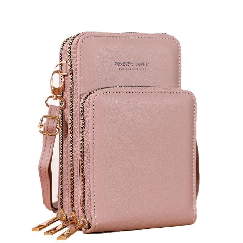 Women Crossbody Phone Purse Touch Screen Bag Rfid Blocking Wallet Shoulder Strap - Pink Purple