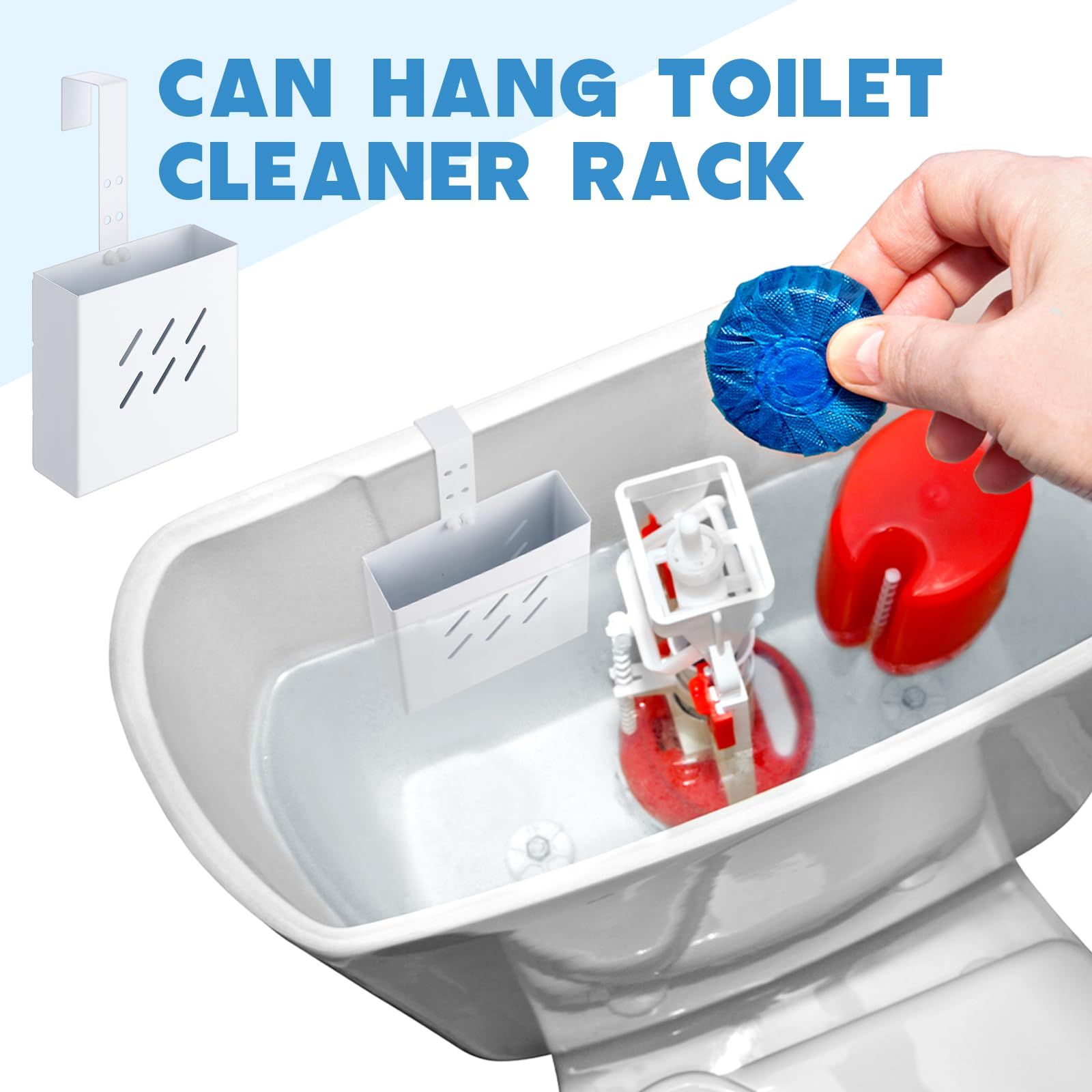 2 Pcs Large Size 4. 33 x 1. 38 Inch Stainless Steel Toilet Tank Cleaning Tablet Holder with Adjustable Hook to Hang Toilet Cleaner Box — image 3