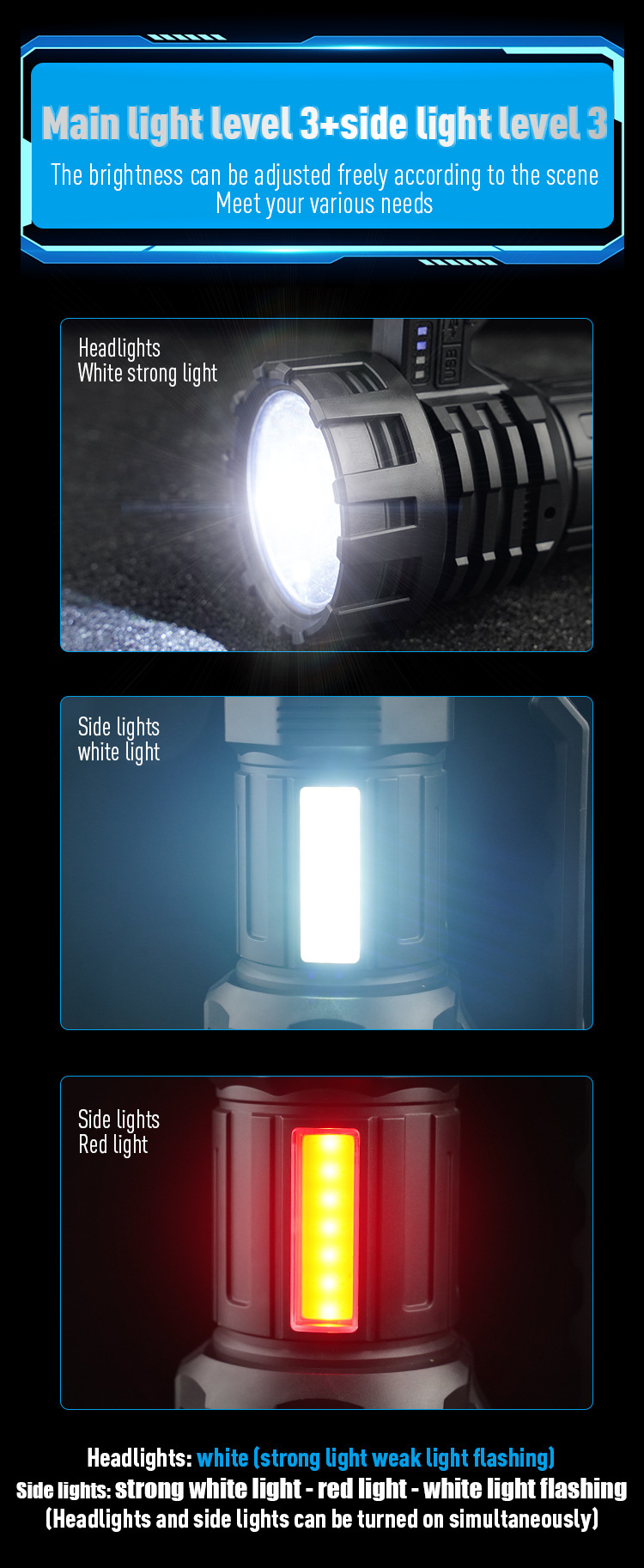 White LED Searchlight - Rechargeable Handheld Spotlight, 500m Range, Long Lasting โ image 5