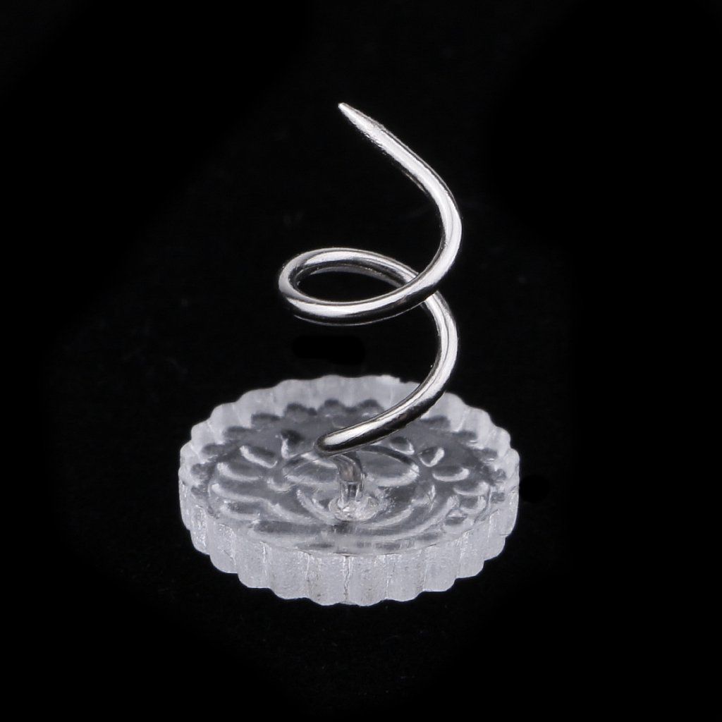100 Pieces Clear Round Head Upholstery Spiral Nail Studs, Furniture Sofa Tack Pins and Fasteners — image 5