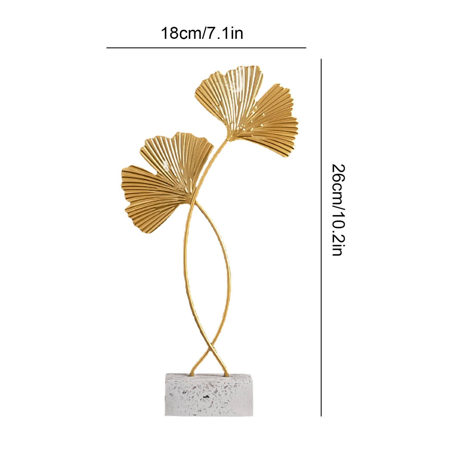 Ginkgo Leaf Ornaments Iron Ginkgo Leaf Craft Decoration with Sturdy Marble Base for Home Decor — image 4