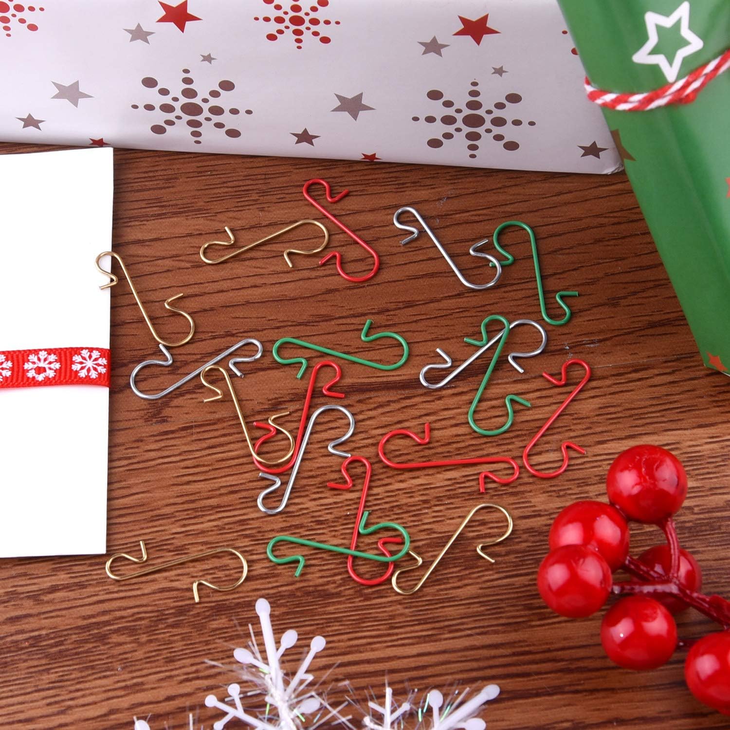 Haken - 4 colours - 200 pieces - Christmas decoration hooks - Stainless steel Christmas decorations - Art - Christmas tree decorations - Silver, red, gold and — image 3