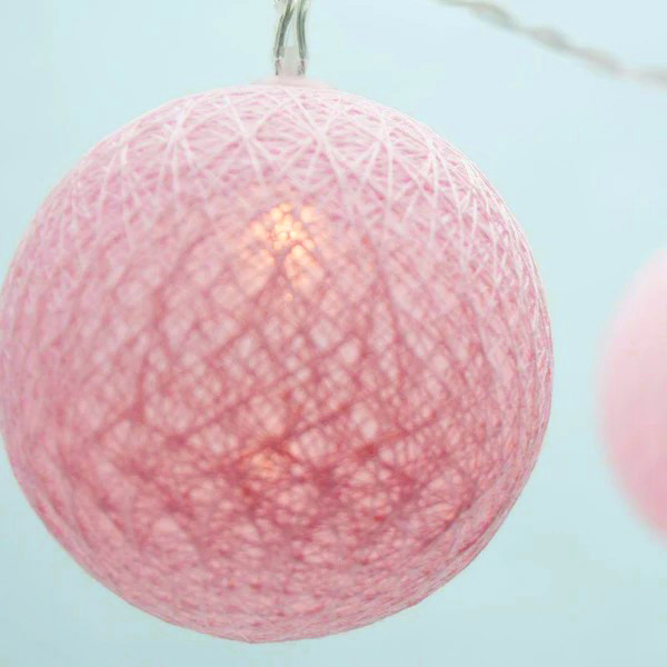 20 Ball Pastel Pink 3m String Light Battery Box 5cm Cotton Ball Christmas Birthday Bbay Girl Special Occasion Decoration โ image 5