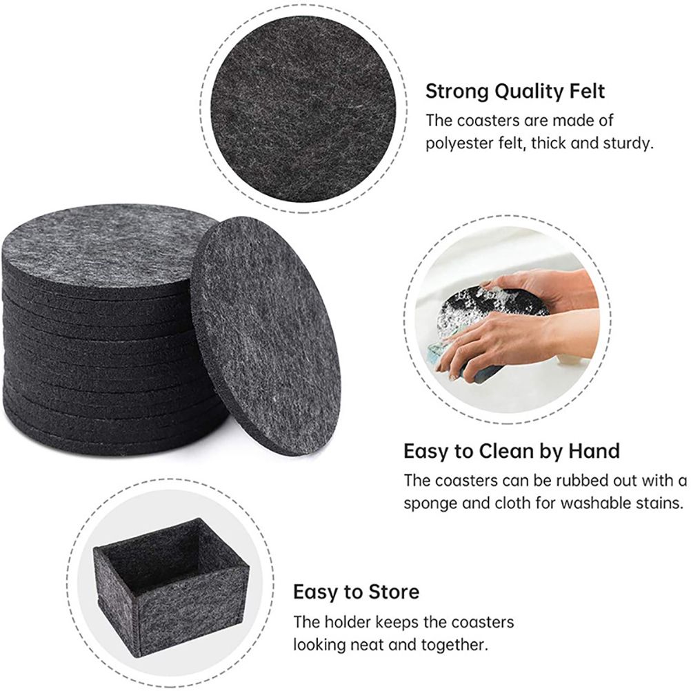 14 pcs Round Felt Coasters with Storage Box Water Absorption Table Coaster for Drinks Cups Bar Glass โ image 5