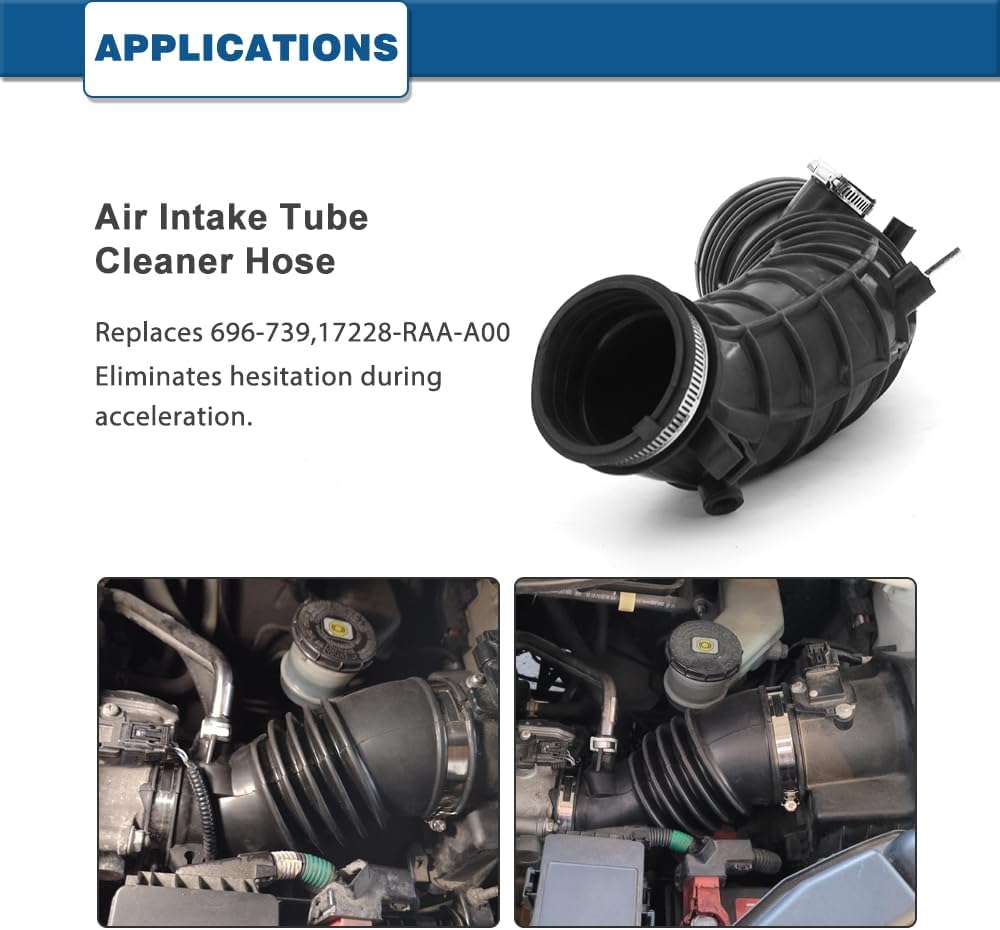 Air Intake Hose Compatible with Honda Accord 2003 2004 2005 2006, 2007 2.4L 17228 RAA A00 17228RAAA00 696-739 — image 3