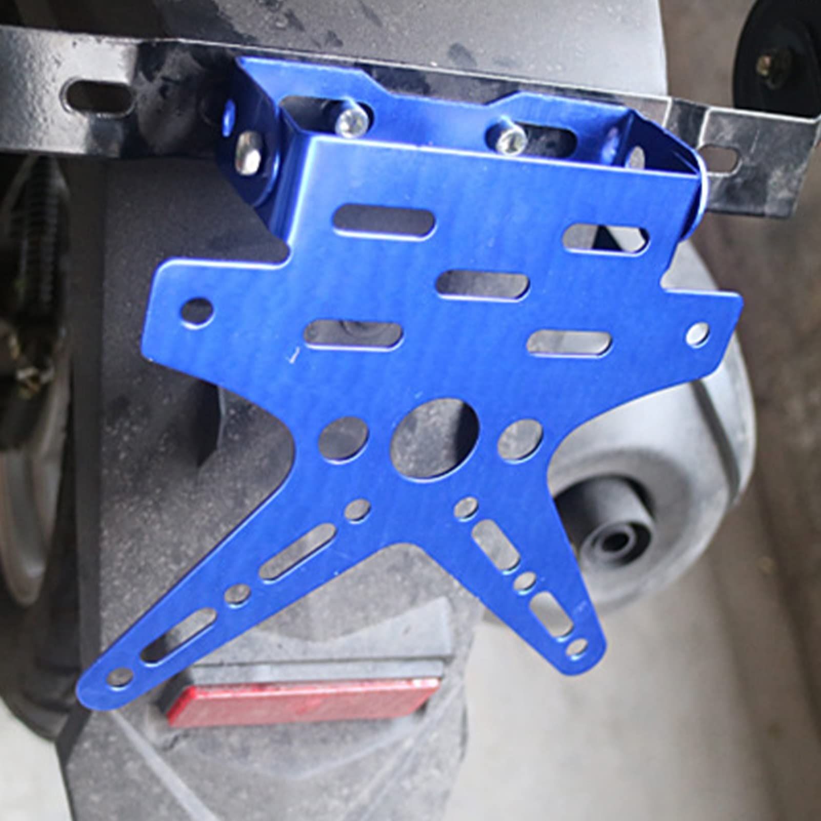 Motorcycle License Plate, Motorcycle License Plate Mount Holder Bracket Angle Adjustment Folding Blue Motorcycle License Mount โ image 4