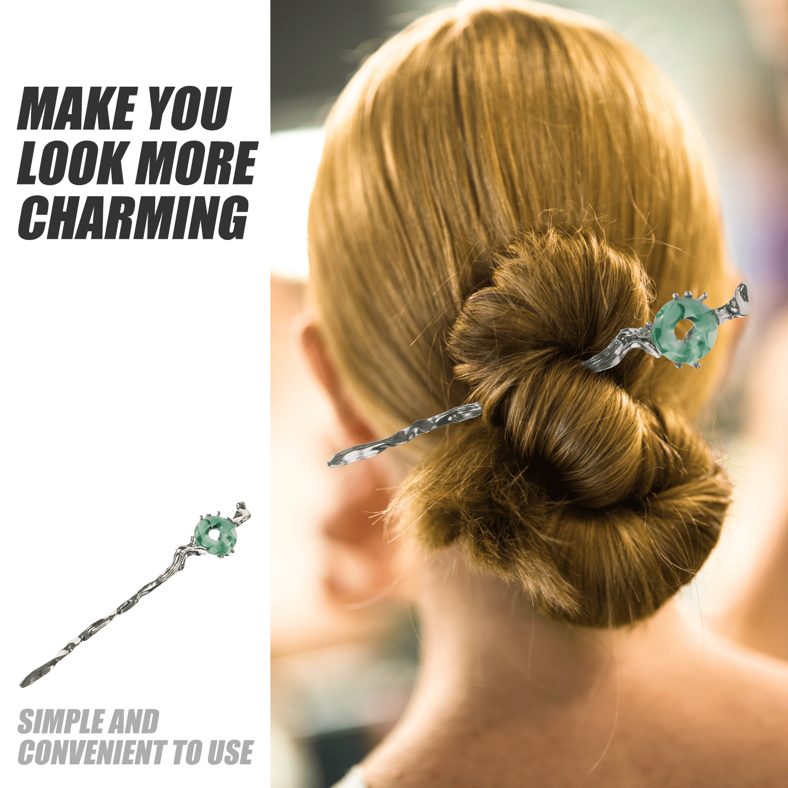 2pcs Silver Hair Chopstick Vintage Hair Sticks Women for Night Out and Recital — image 6