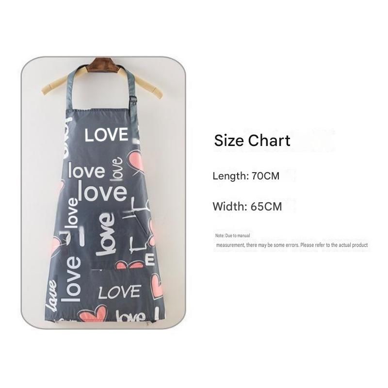 Green grass and small white flower pattern Waterproof Kitchen Apron - Oil Resistant Fabric with Adjustable Neck Strap, Large Front Pocket, 70cm Length, for โ image 3
