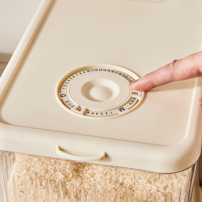 Regular Cream White Smart Kitchen Rice Dispenser - Automatic Press-Style Rice Storage Bin โ image 4