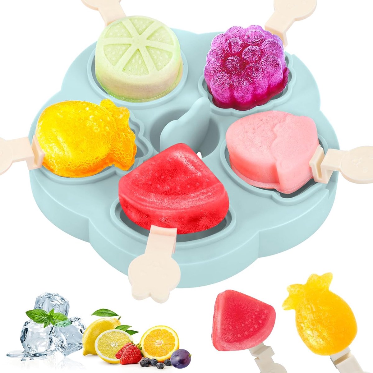 Silicone Ice Cube Trays - 5 Mesh Ice Cube Trays - BPA-Free, Safe for Children and Babies - Mini Ice Cube Trays - Ice Cube Trays with Handles and Lids