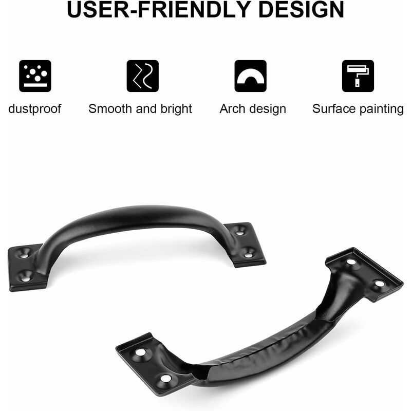 Black Furniture Handle, 10 Pieces Kitchen Cabinet Handles, Arc Drawer Handles, Effortless Push And Pull, With 40 โ image 3