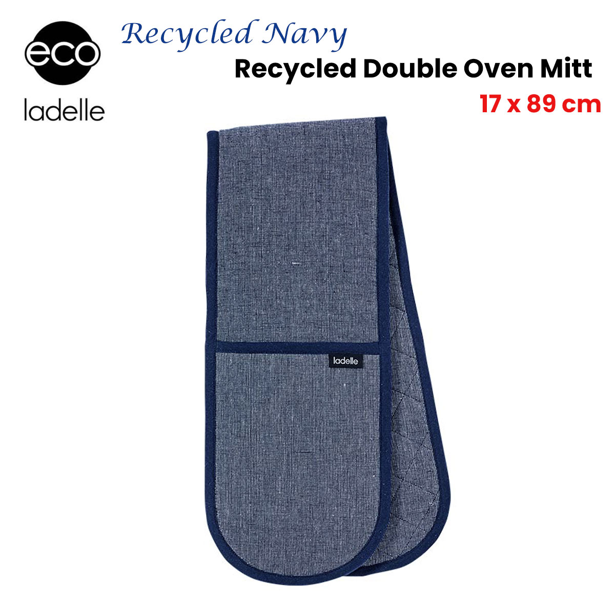 Ladelle Eco Recycled Navy Double Oven Mitt 17 x 89 cm โ image 2