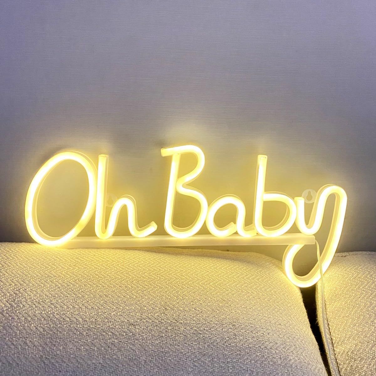 Neon Light Oh Baby Warm White Neon Sign for Wall Decor Neon Lights Sign Oh Baby Word LED Neon for Nursery Bedroom Game — image 4