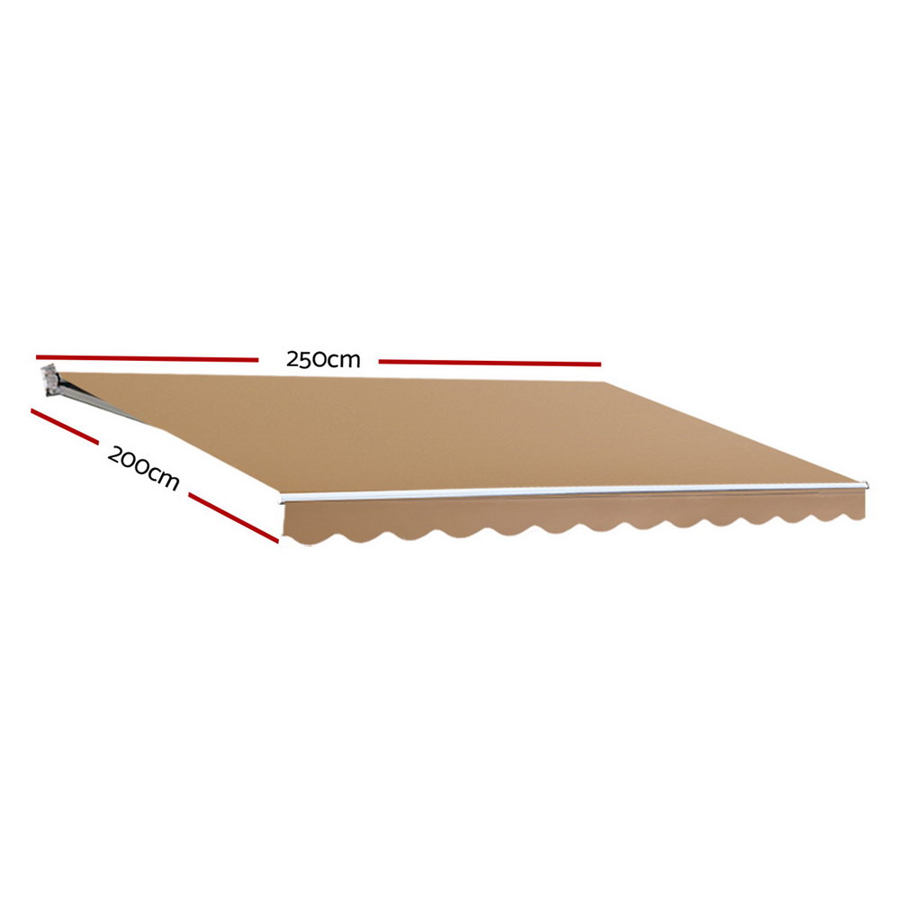 Instahut Retractable Folding Arm Awning Motorised Remoter Sunshade 2.5Mx2M Beige — image 2