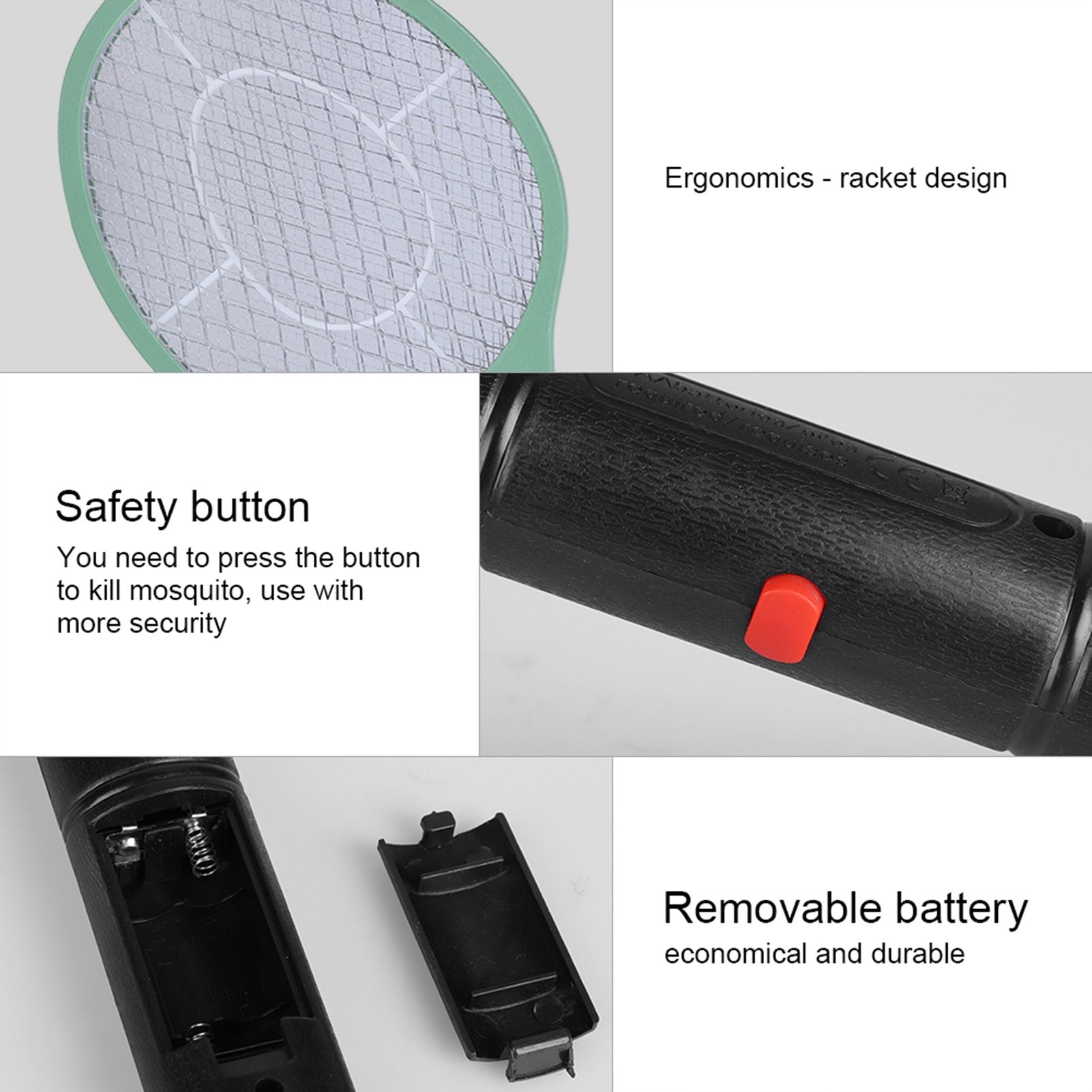 Cordless Battery Power Electric Fly Mosquito Swatter Bug Zapper Racket Insects Killer Green — image 6
