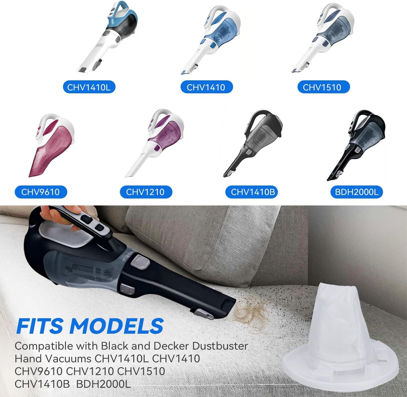 HNVC10 ilter Replacement or Black and Decker Dustbuster Hand Vacuum HNVC115J06, HNVC115B22, HNVC215B10, HNV215B12, HNVC215BW52, HNVC220BCZ01, HNVC220BCP07 (12 — image 3