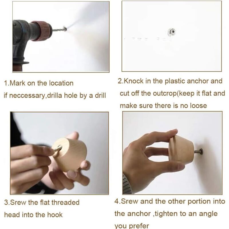 Wooden Wall Hook ROund Coat Rack, 5 Pieces Natural Wood Coat Hook Vintage Decorative Natural Wood Branch Decorative — image 3