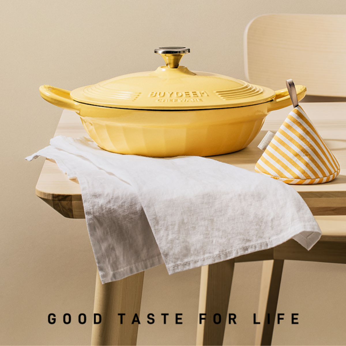 BUYDEEM CP581 Enameled Cast Iron Dutch Oven Yellow โ image 5