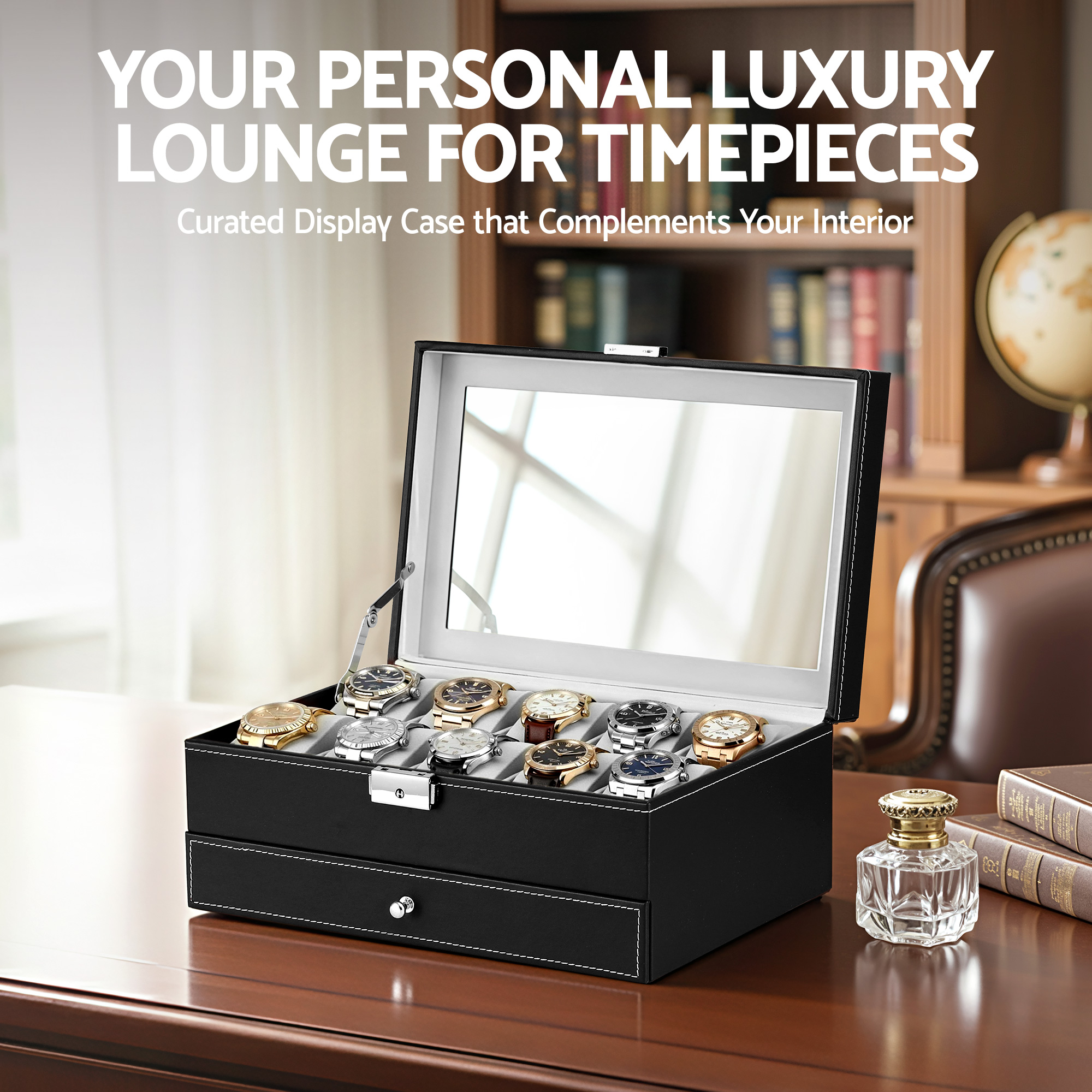 Embellir 12 Grids Watch Box Organizer Case Jewelry Display Storage Showcase — image 4