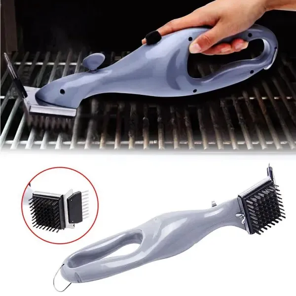 Steam Grill Cleaning Brush, 360-Degree Stainless Steel Bristle BBQ Cleaner for Gas, Charcoal and Electric Grills, Grey — image 3