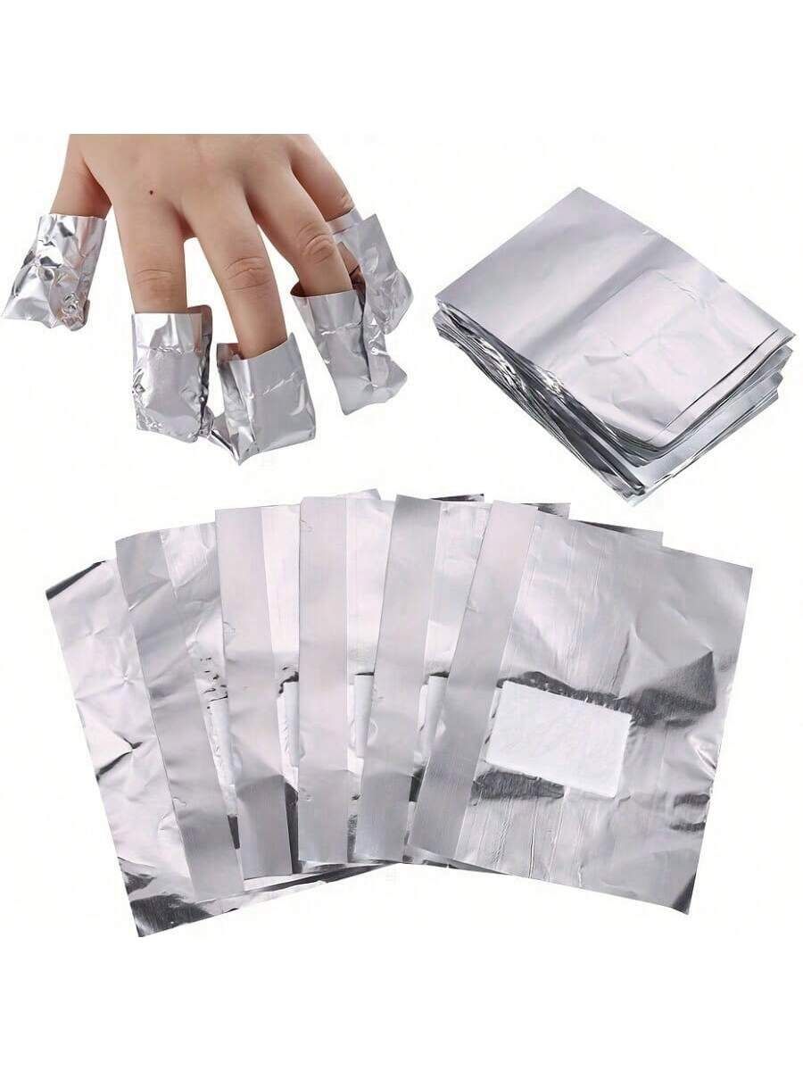 100pcs Aluminum Foil Nail Polish Remover Pads Absorbent Fabric Blocks For Home Manicure Salon Use Remove Gel Polish Acrylic Nails Nail Supplies Tools โ image 2