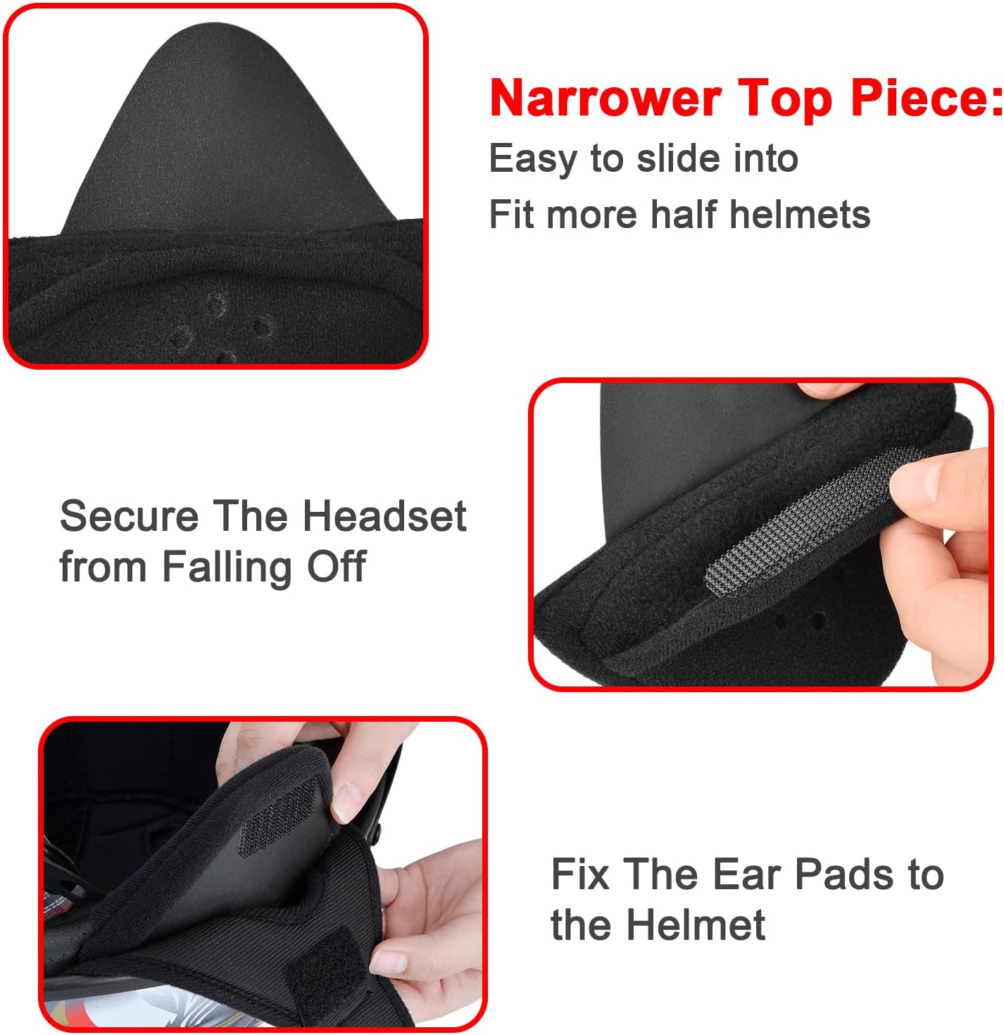 iGuerburn 2 Pair Half Helmet Ear Pads Speaker Pockets, Bluetooth Motorcycle Helmet Speakers Pouches 1/2 Helmet Accessories Ear Protection Reduce Wind Noise — image 5