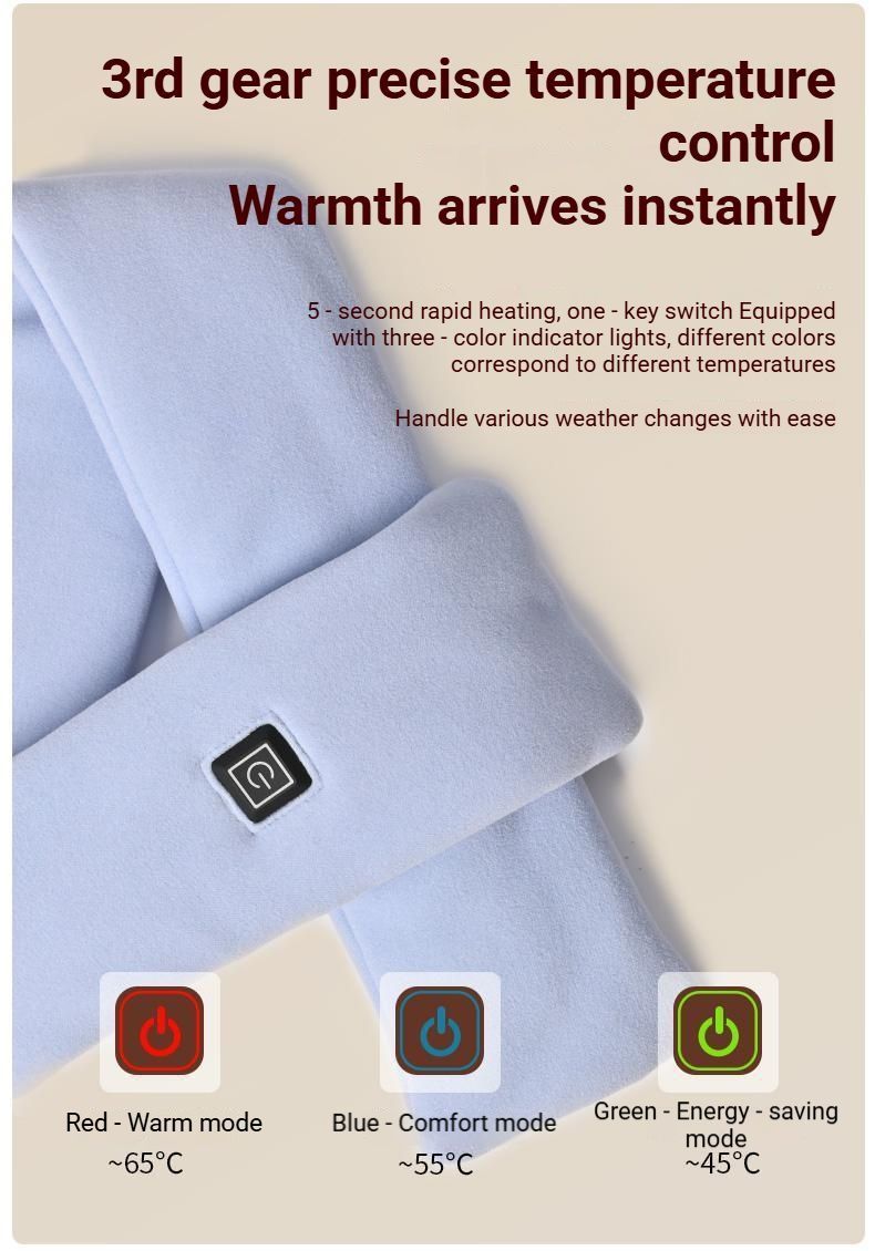 USB Rechargeable Graphene Heated Neck Warmer Khaki — image 3